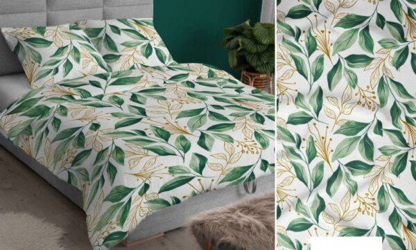 Bavlnené saténové posteľné obliečky barley zelene