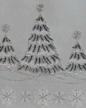 vianočný obrus vyšívaný biely Stromceky